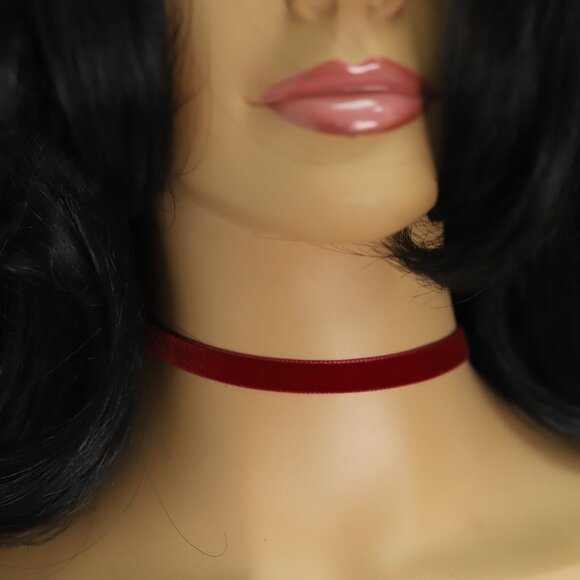 Velvet Choker Red Swiss velvet Adjustable Necklace red Chokers (#51) - Picture 3 of 12